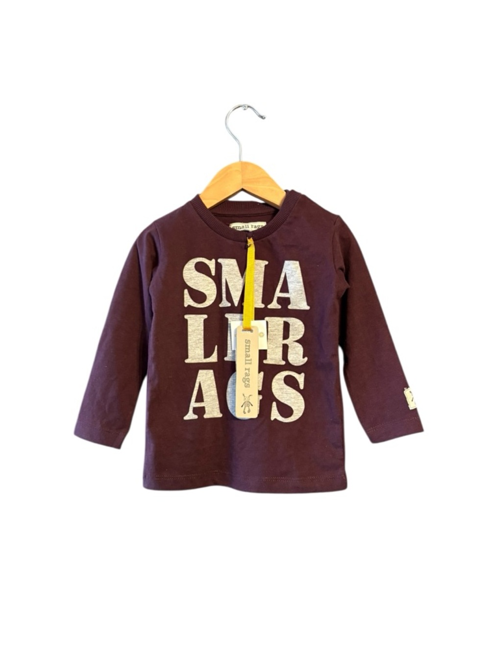 Kids Long Sleeve Tee in Plum with Cream Graphic